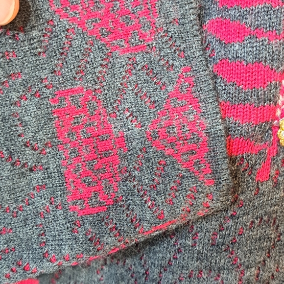 Red Maple Women's Sweater Dress Midi Length Jewel Button XXL Gray Leaves 3D - Picture 5 of 11